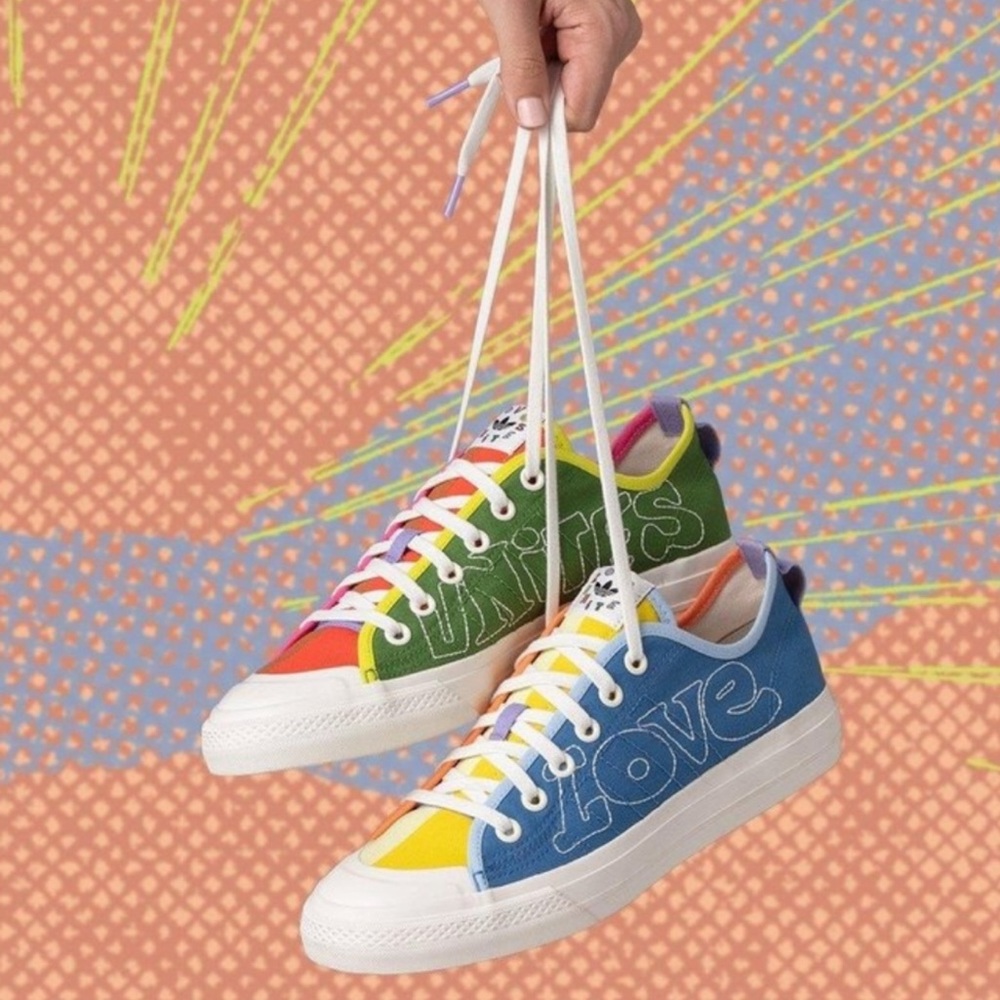 Adidas Originals Nizza Pride Embroidered Stitch Detail Colorblock New Sneakers